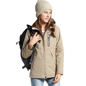 MANTEAU CHAUFFANT BEIGE POUR FEMME - Veste Chauffante