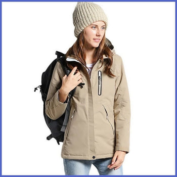 MANTEAU CHAUFFANT BEIGE POUR FEMME - Veste Chauffante